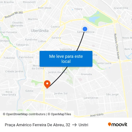 Praça Américo Ferreira De Abreu, 32 to Unitri map