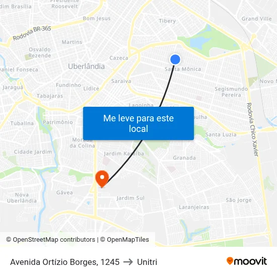 Avenida Ortízio Borges, 1245 to Unitri map
