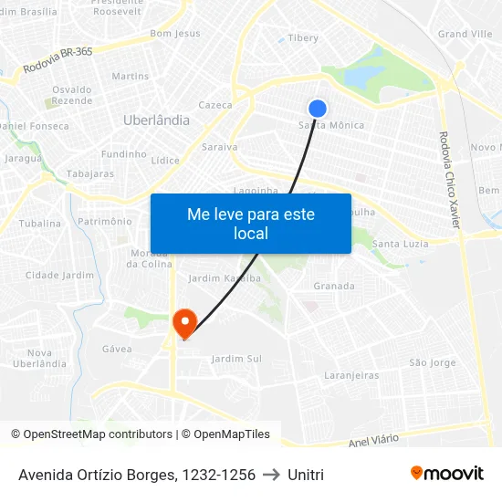 Avenida Ortízio Borges, 1232-1256 to Unitri map