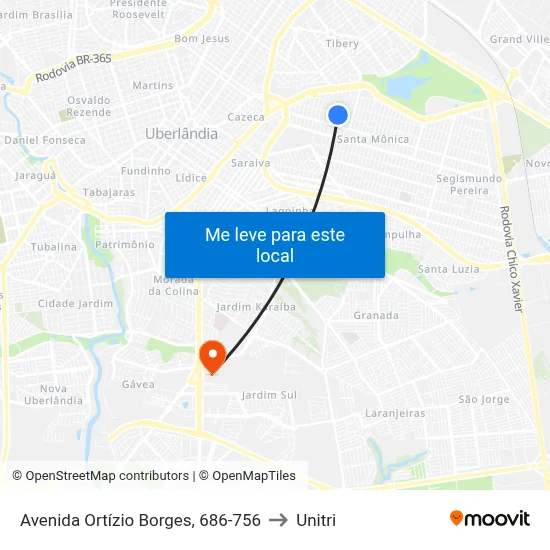 Avenida Ortízio Borges, 686-756 to Unitri map