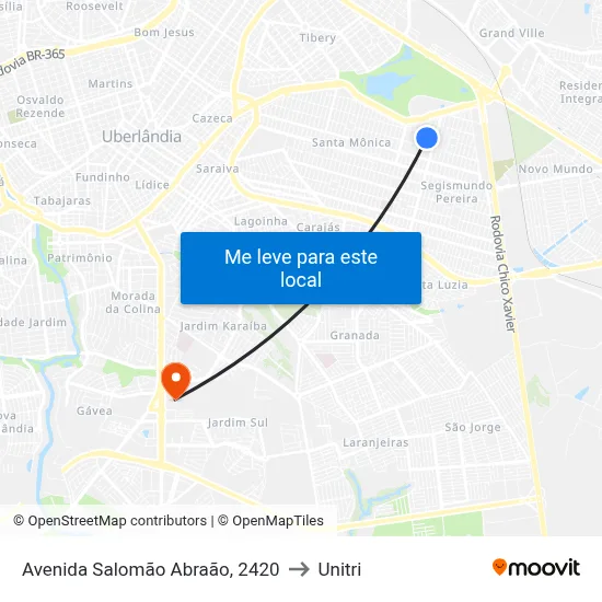 Avenida Salomão Abraão, 2420 to Unitri map