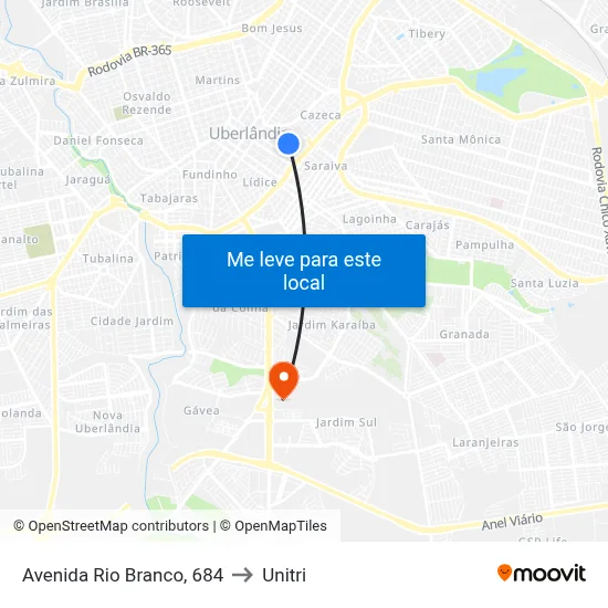 Avenida Rio Branco, 684 to Unitri map