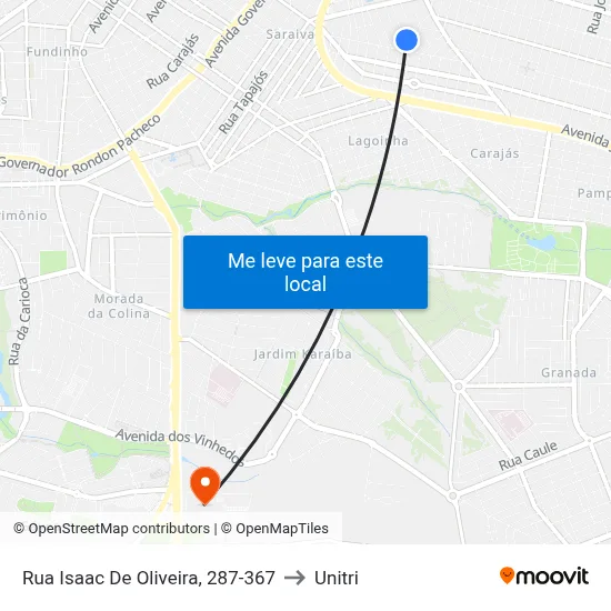 Rua Isaac De Oliveira, 287-367 to Unitri map