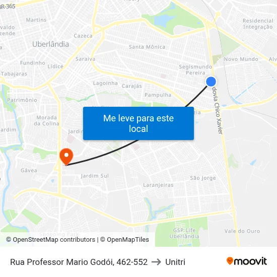 Rua Professor Mario Godói, 462-552 to Unitri map