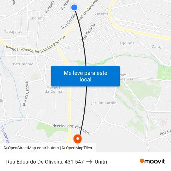 Rua Eduardo De Oliveira, 431-547 to Unitri map