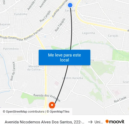 Avenida Nicodemos Alves Dos Santos, 222-256 to Unitri map