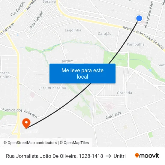 Rua Jornalista João De Oliveira, 1228-1418 to Unitri map