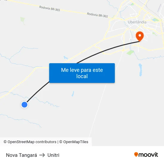 Nova Tangará to Unitri map
