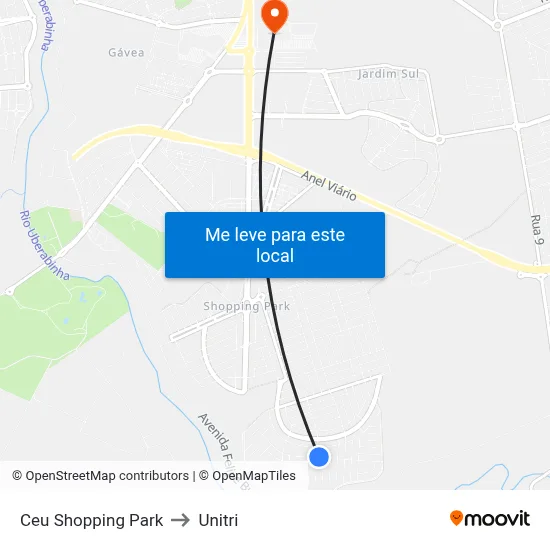 Ceu Shopping Park to Unitri map