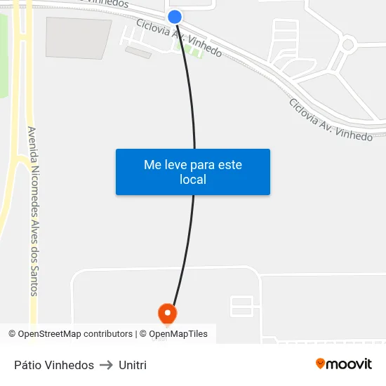 Pátio Vinhedos to Unitri map