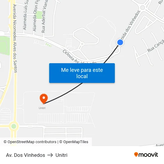 Av. Dos Vinhedos to Unitri map