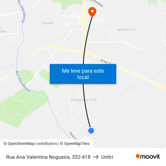 Rua Ana Valentina Nogueira, 352-418 to Unitri map