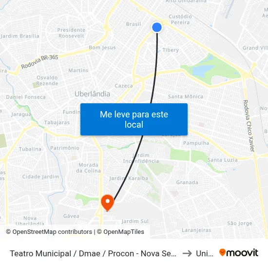 Teatro Municipal / Dmae / Procon - Nova Sede to Unitri map