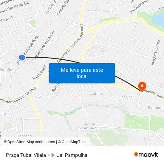 Praça Tubal Vilela to Uai Pampulha map