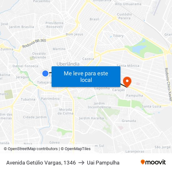 Avenida Getúlio Vargas, 1346 to Uai Pampulha map