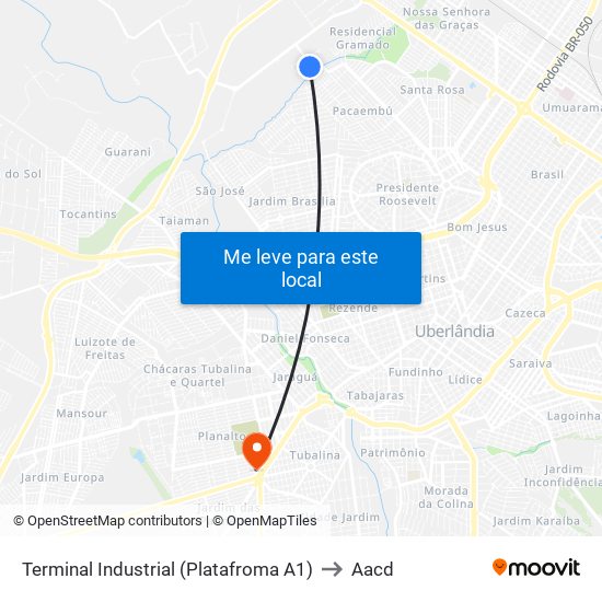 Terminal Industrial (Platafroma A1) to Aacd map