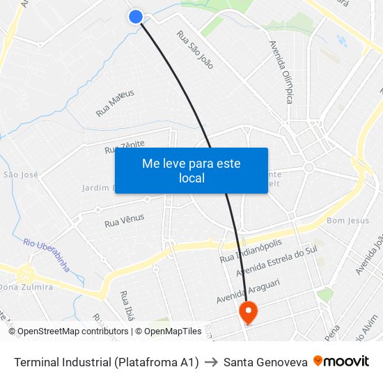 Terminal Industrial (Platafroma A1) to Santa Genoveva map