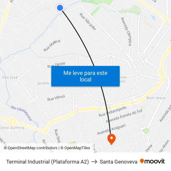 Terminal Industrial (Plataforma A2) to Santa Genoveva map