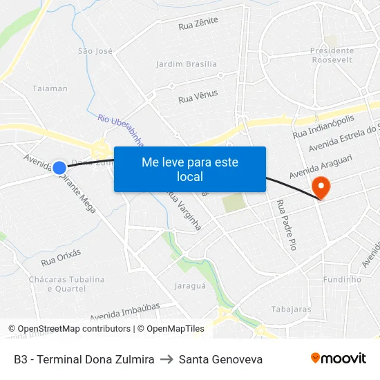 B3 - Terminal Dona Zulmira to Santa Genoveva map