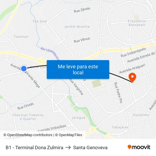 B1 - Terminal Dona Zulmira to Santa Genoveva map