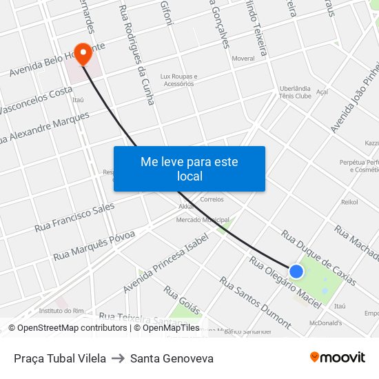 Praça Tubal Vilela to Santa Genoveva map