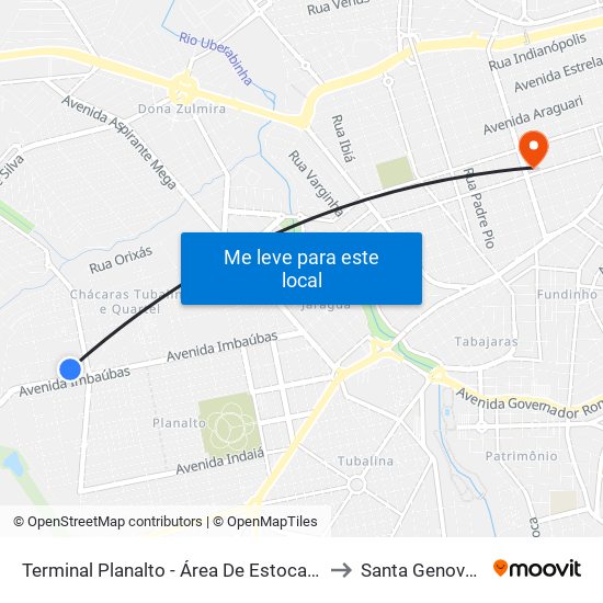 Terminal Planalto - Área De Estocagem to Santa Genoveva map