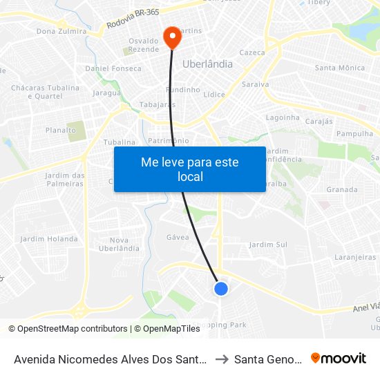 Avenida Nicomedes Alves Dos Santos, 6115 to Santa Genoveva map