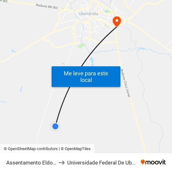 Assentamento Eldorado Dos Carajás to Universidade Federal De Uberlândia (Campus Glória) map