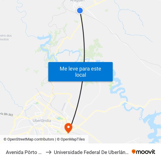 Avenida Pôrto Alegre, 720 to Universidade Federal De Uberlândia (Campus Glória) map