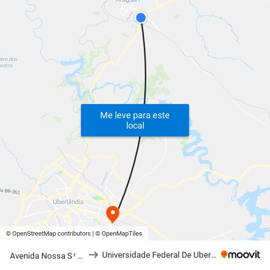 Avenida Nossa Sʳª Da Penha, 175 to Universidade Federal De Uberlândia (Campus Glória) map