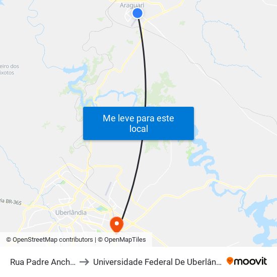 Rua Padre Anchieta, 299-A to Universidade Federal De Uberlândia (Campus Glória) map