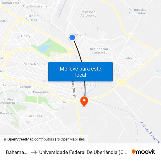 Bahamas Mix to Universidade Federal De Uberlândia (Campus Glória) map