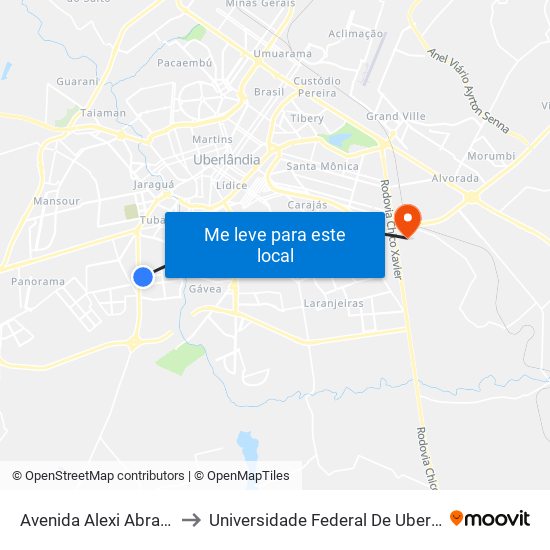 Avenida Alexi Abrahão, 1539-1819 to Universidade Federal De Uberlândia (Campus Glória) map