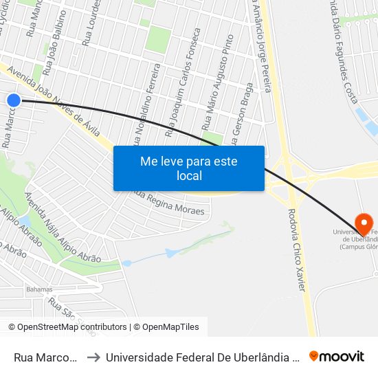 Rua Marcone, 144 to Universidade Federal De Uberlândia (Campus Glória) map