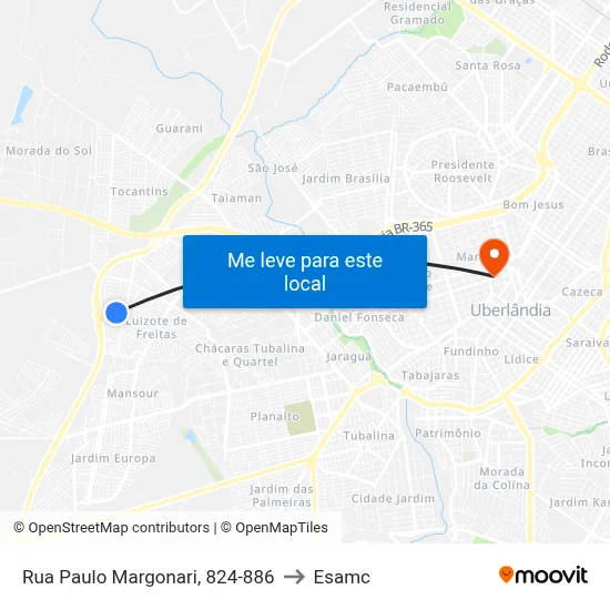 Rua Paulo Margonari, 824-886 to Esamc map