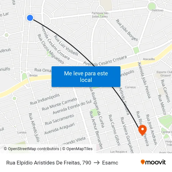 Rua Elpídio Aristídes De Freitas, 790 to Esamc map