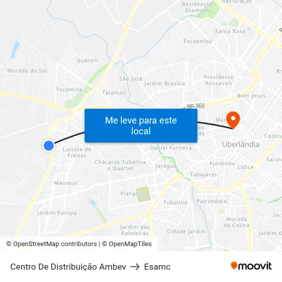 Centro De Distribuição Ambev to Esamc map