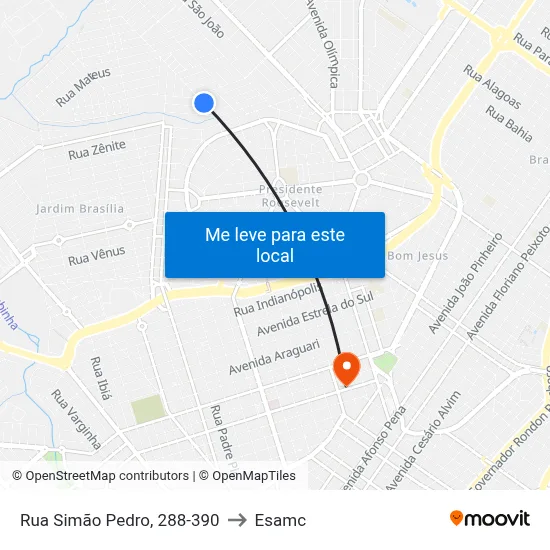 Rua Simão Pedro, 288-390 to Esamc map