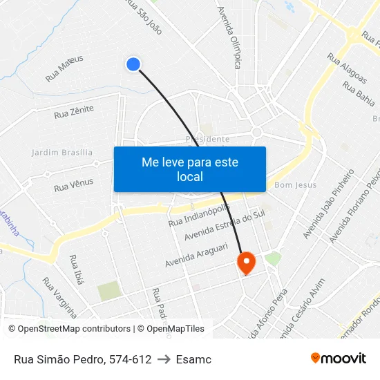 Rua Simão Pedro, 574-612 to Esamc map