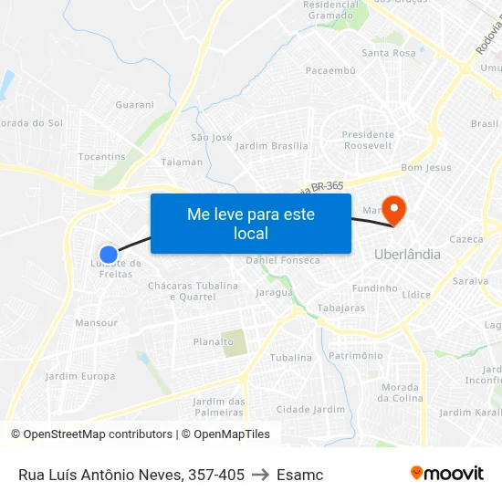 Rua Luís Antônio Neves, 357-405 to Esamc map