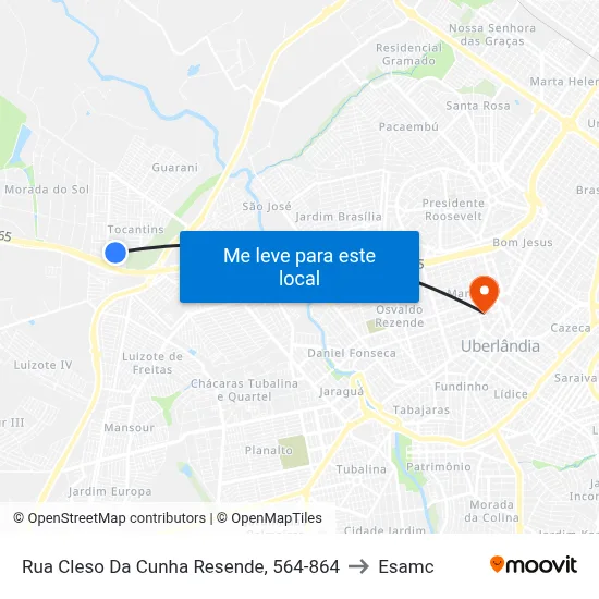 Rua Cleso Da Cunha Resende, 564-864 to Esamc map