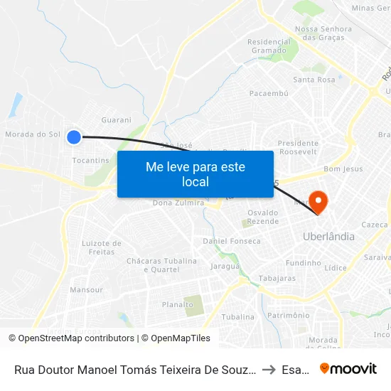 Rua Doutor Manoel Tomás Teixeira De Souza, 1142 to Esamc map