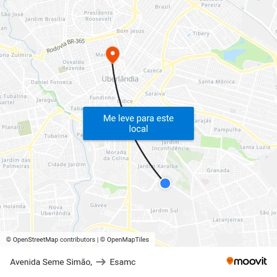 Avenida Seme Simão, to Esamc map