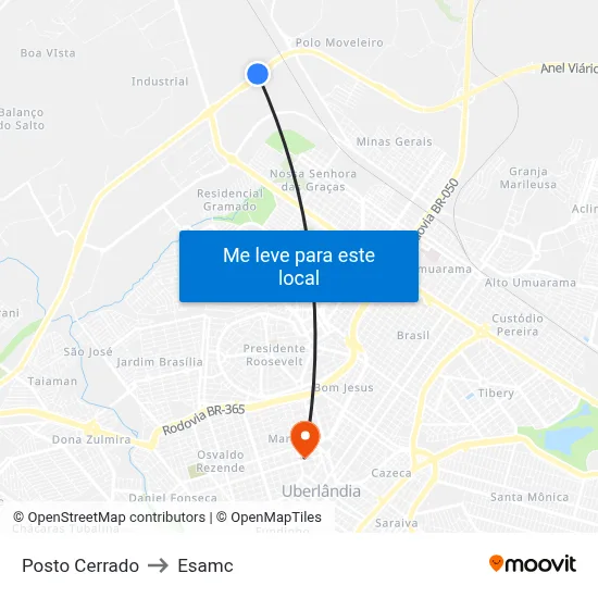 Posto Cerrado to Esamc map