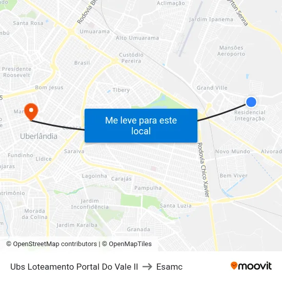 Ubs Loteamento Portal Do Vale II to Esamc map