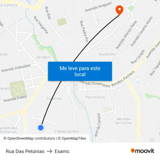Rua Das Petúnias to Esamc map