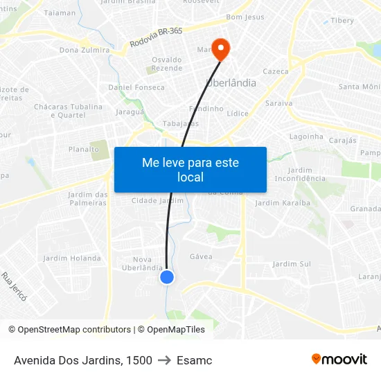 Avenida Dos Jardins, 1500 to Esamc map