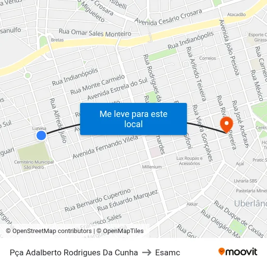 Pça Adalberto Rodrigues Da Cunha to Esamc map