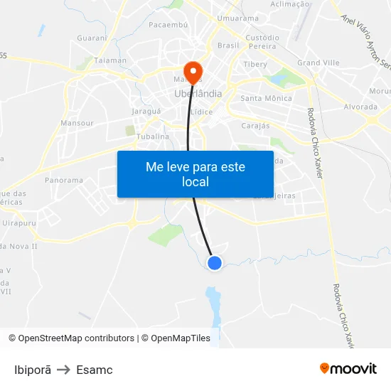 Ibiporã to Esamc map