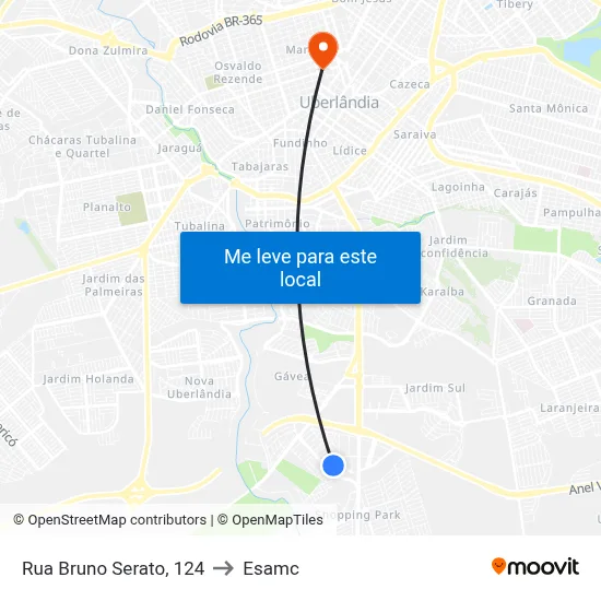 Rua Bruno Serato, 124 to Esamc map